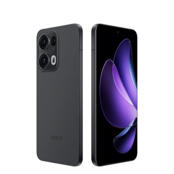Image de l’Oppo Reno 13 Pro 5G, smartphone performant équipé d’un écran AMOLED 6,7 pouces 120 Hz, d’un processeur MediaTek Dimensity 9200+, et d’un système photo triple caméra haute résolution.